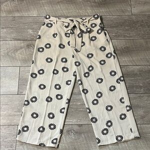 Geometric Print Wide-Leg Pants with tie waist